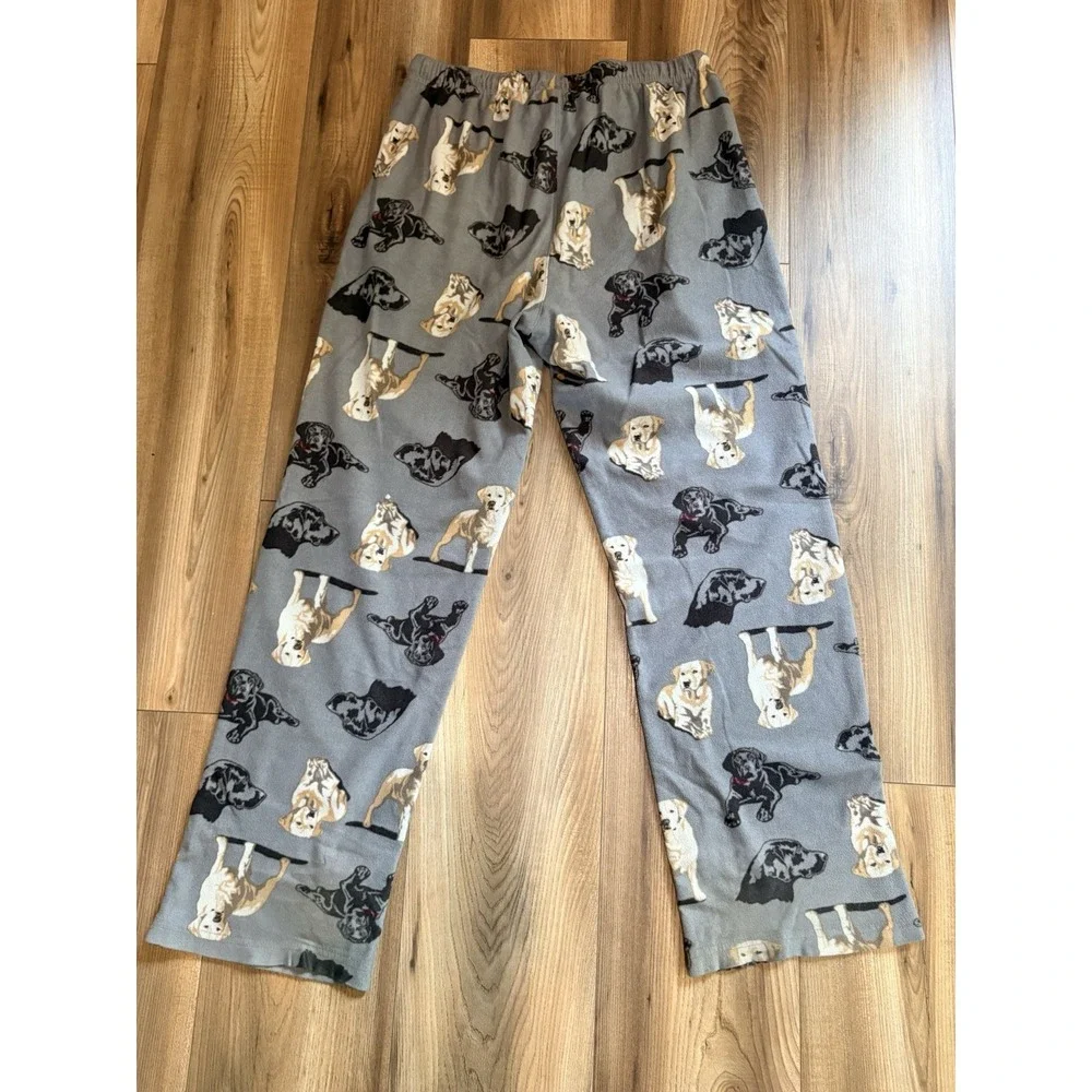 Croft & Barrow Lounge Pants Fleece Men's Medium Gray Labs Dogs Pajama Bottoms